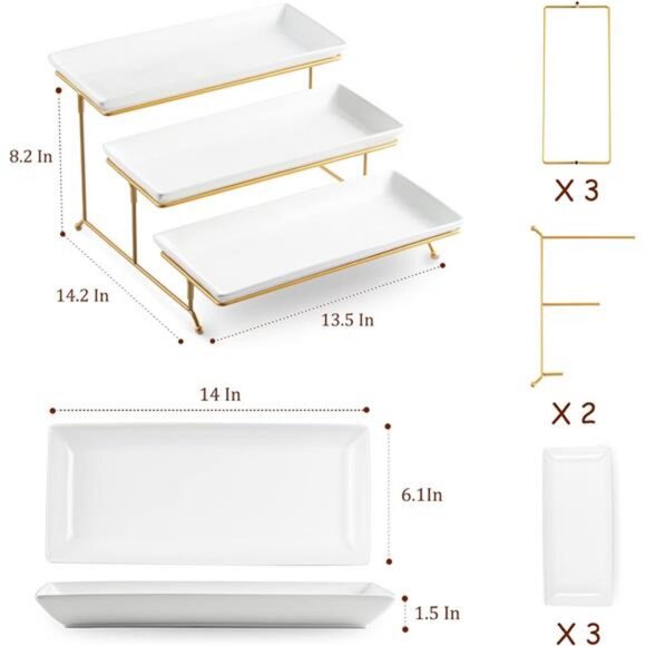 3 Tier Serving Stand and Platters Set Serving Platters with Collapsible Sturdier - Picture 2 of 8